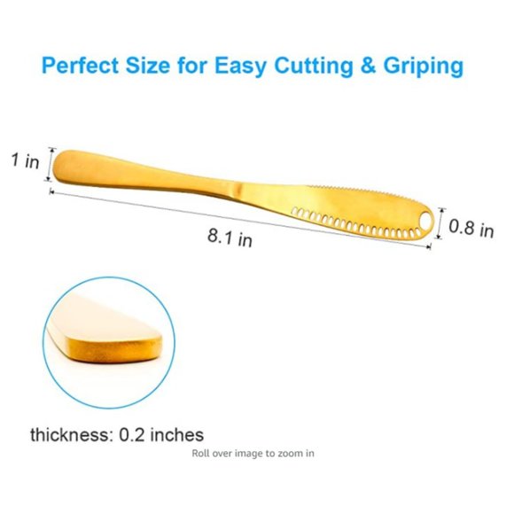 GOLD STAINLESS STEEL BUTTER SPREADER KNIFE - Picture 5 of 10